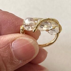 Gold Wire Wrapped Crystal Ring Channel Set Classic Style size 5.5 (approx)